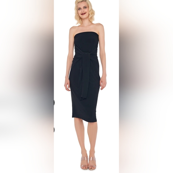 Norma Kamali True Black All In One Dolman Sleeve Stretch Cotton Dress Size XS - Picture 4 of 16